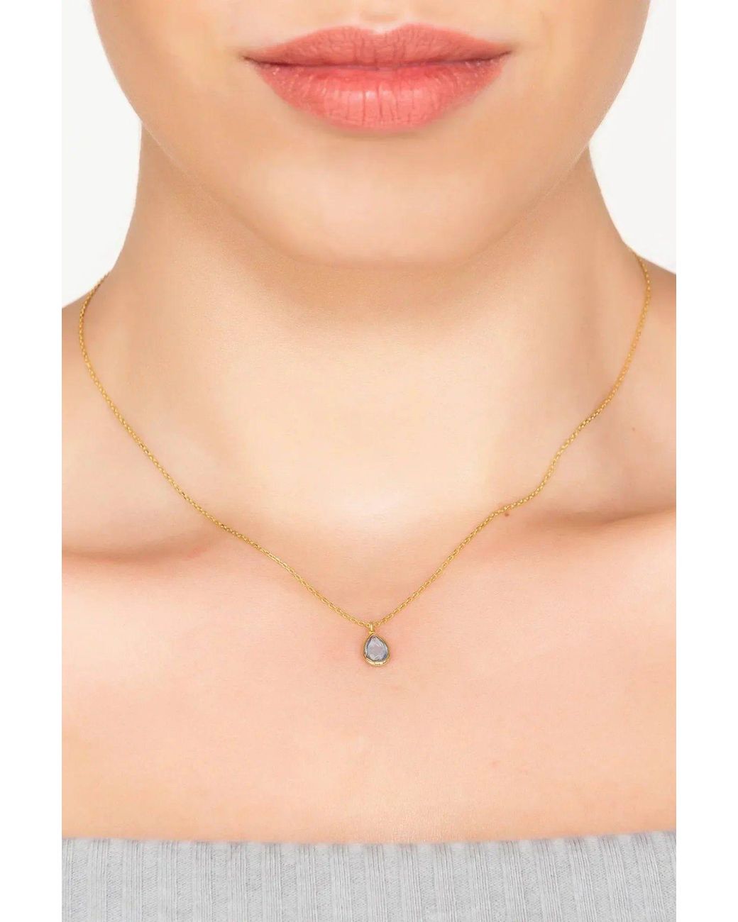 Latelita London Blue Pisa Mini Teardrop Necklace Topaz