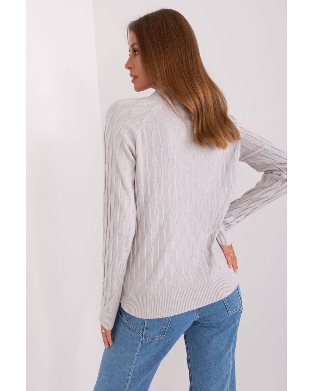 Love Lace Gray Variegated Long Sleeve Polyester Crew Neck Sweater