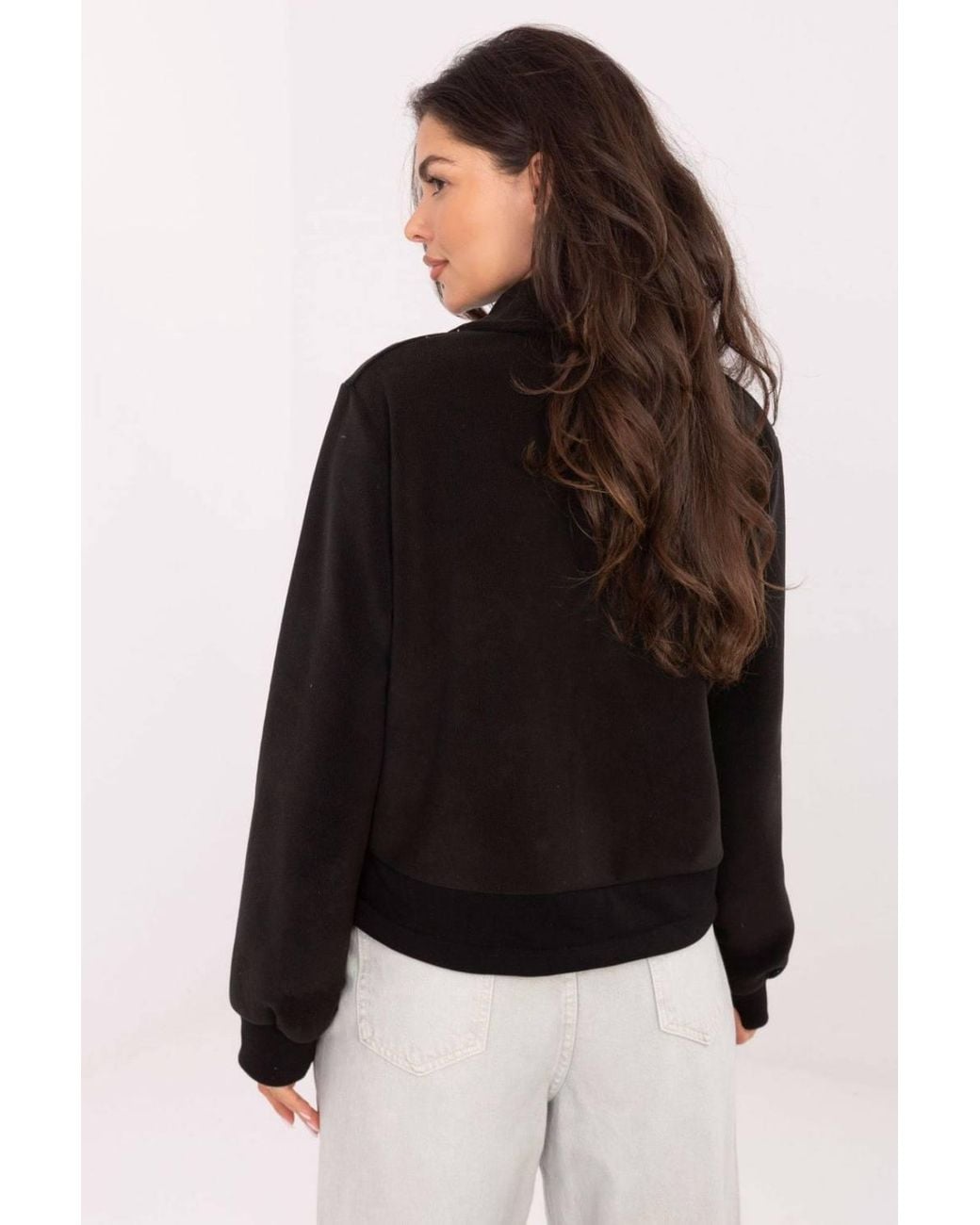 Love Lace Black Lightweight Short Zip Polar Jacket With Collar