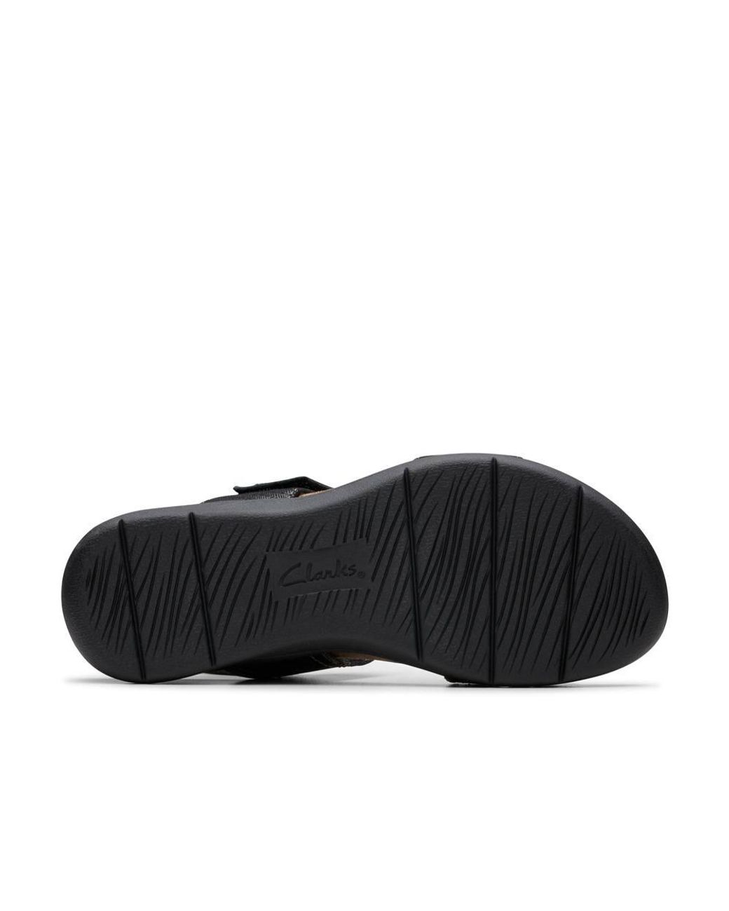 Clarks Black April Clover Combination Flat Sandals