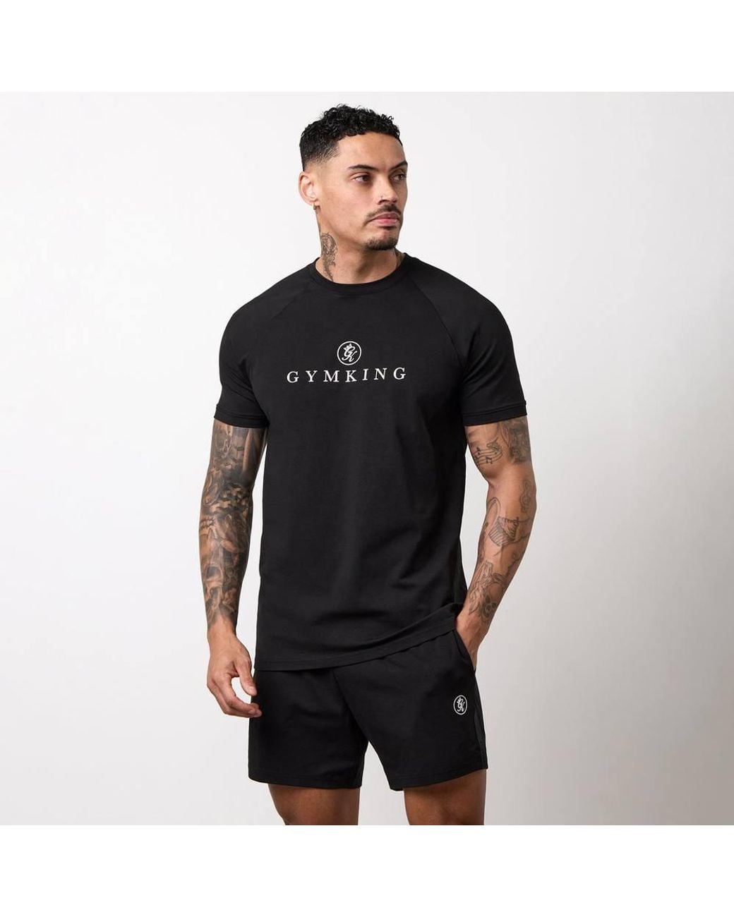 Gym King Black Muscle Fit T-Shirt Pro Logo for men