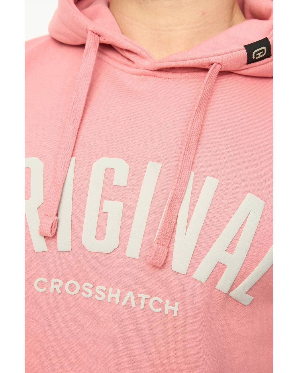 Crosshatch Pink Kensby Overhead Hoodie With Puff Print Branding for men