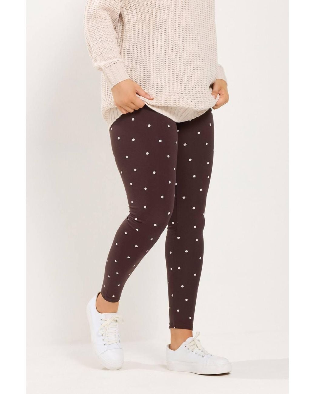Yours Brown Polka Dot Leggings