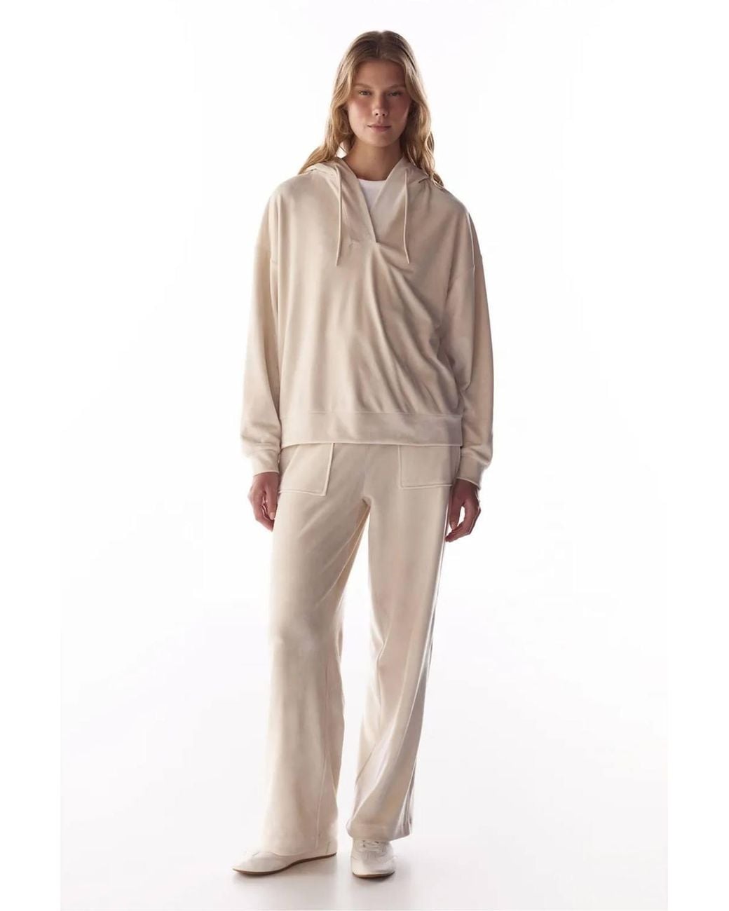 Penti Natural Soft Velvet V-Neck Long Sleeve Sweatshirt