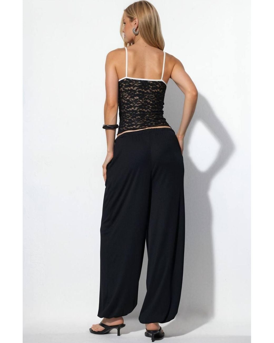 Busem Black Long Elastic Waist Jogger Pants