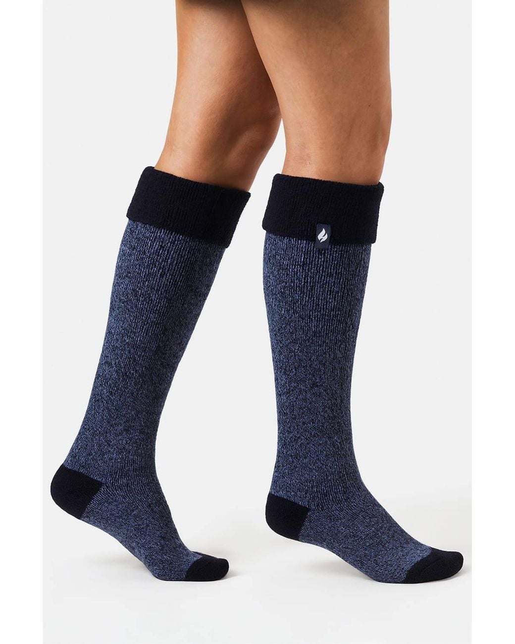 Heat Holders Blue Thermal Long Wellington Boot Socks With Soft Brushed Lining