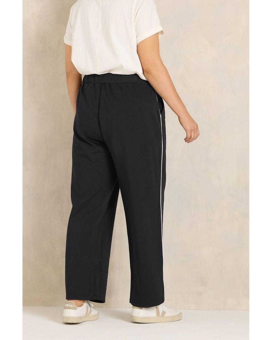 Evans Black Stripe Luxe Wide Leg Joggers