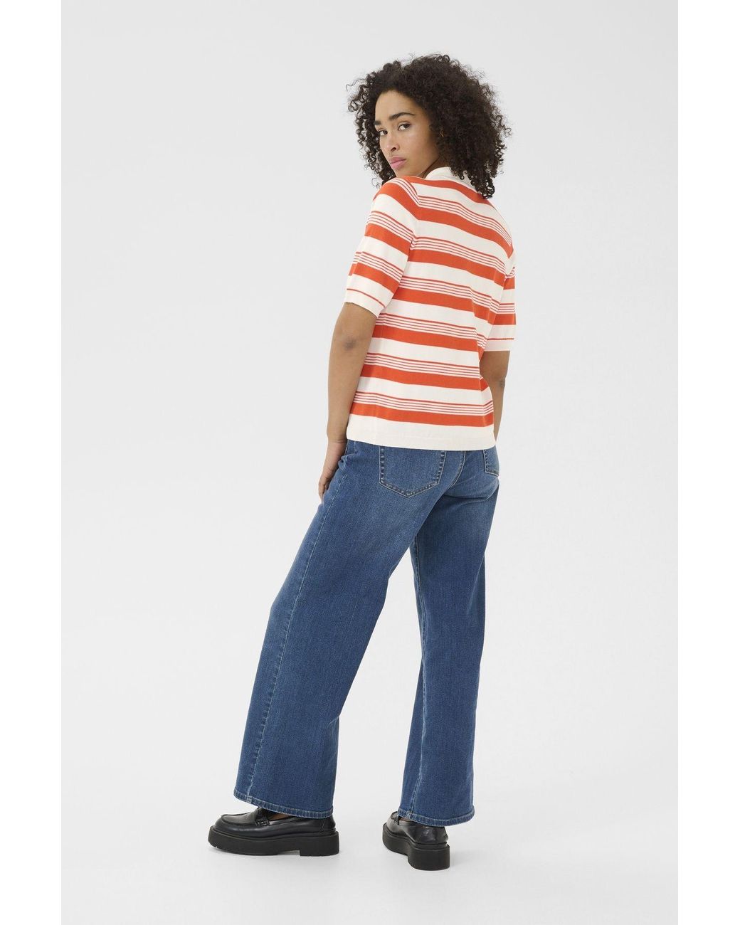 Kaffe Orange Kalizza Polo Pullover Short Sleeves