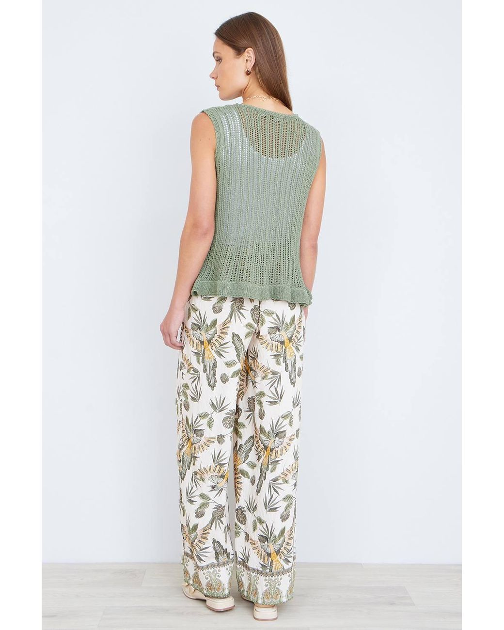 Yumi' White Knitted Cotton Tie Waistcoat Top