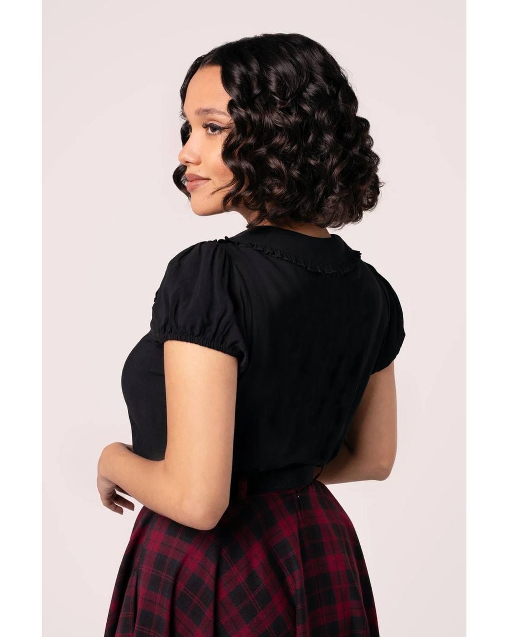 Hell Bunny Black Winnie 40S Style Blouse