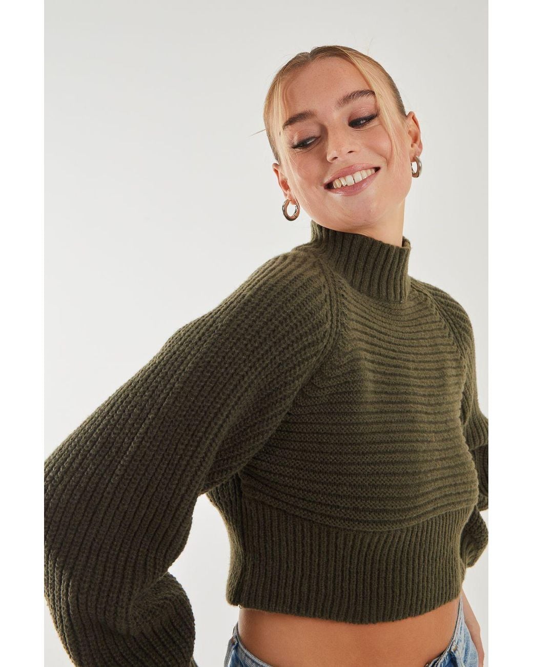 Pink Vanilla Green High Neck Knitted Jumper