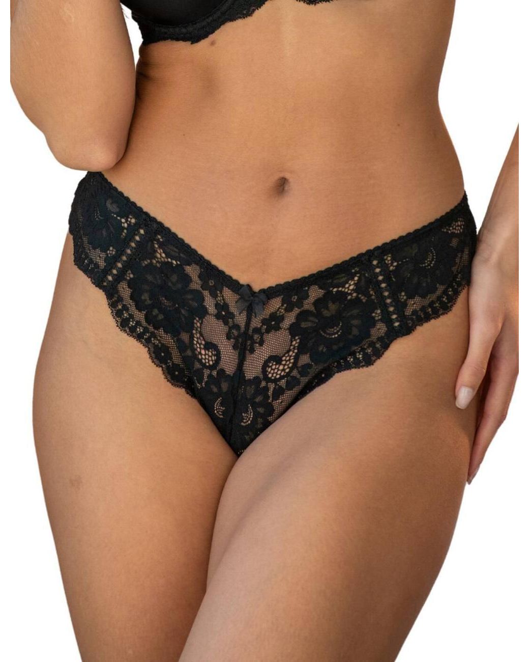 Pour Moi Black Fleur V-Shaped Brief