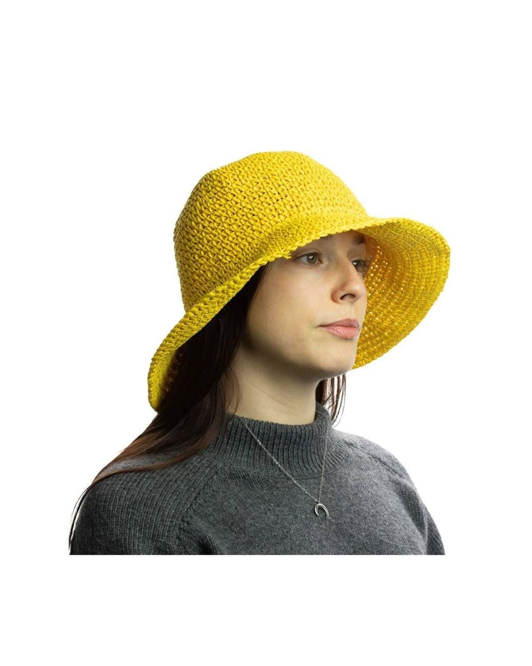 KDMD Yellow Nomad Floppy Straw Sun Hat With Wide Brim