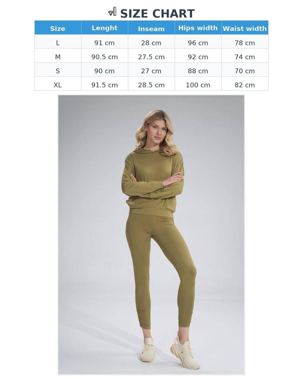 Love Lace Green Long Creased Leggings With Wide Waistband