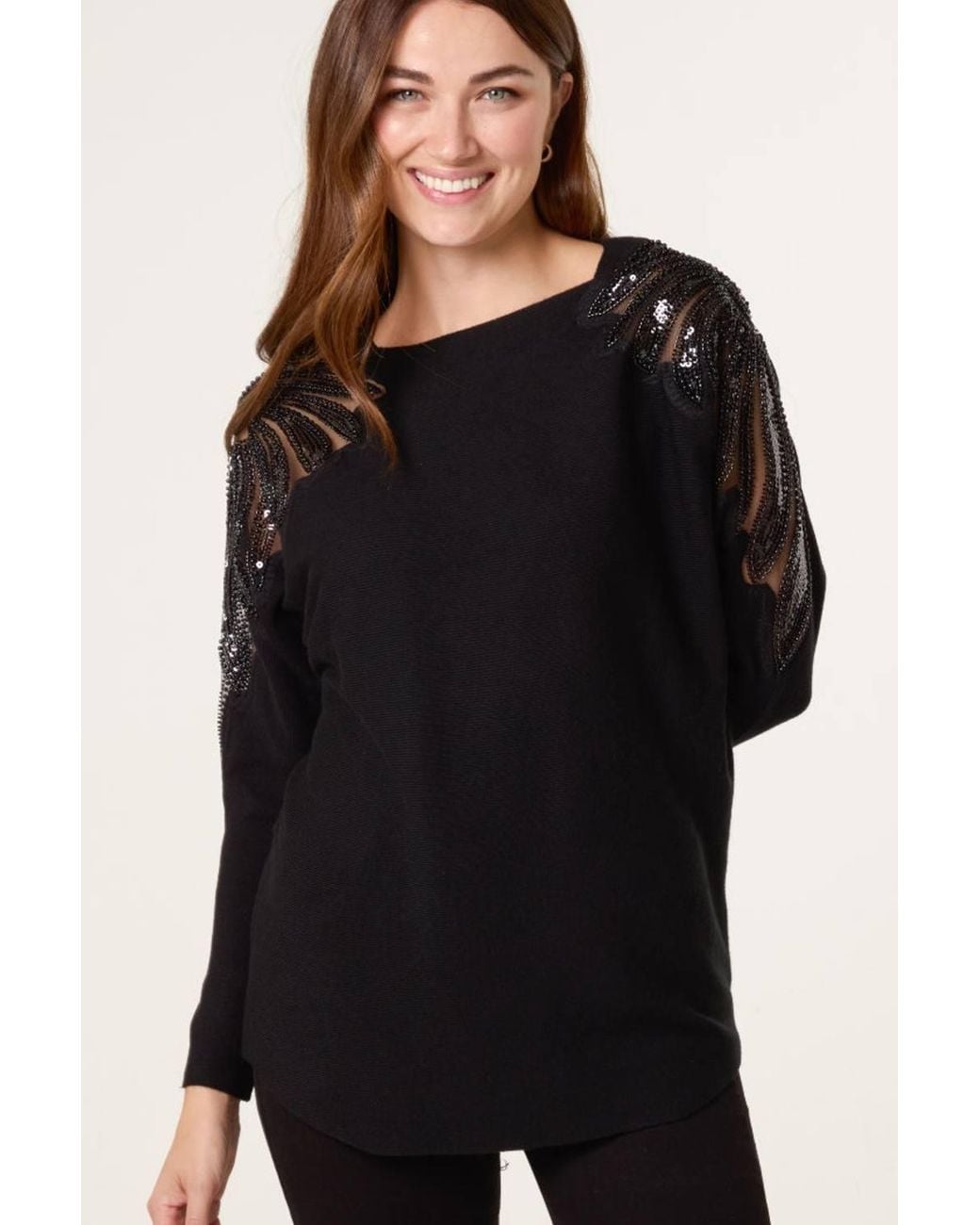 Blue Vanilla Black Long Sleeve Slip On Round Neck Jumper