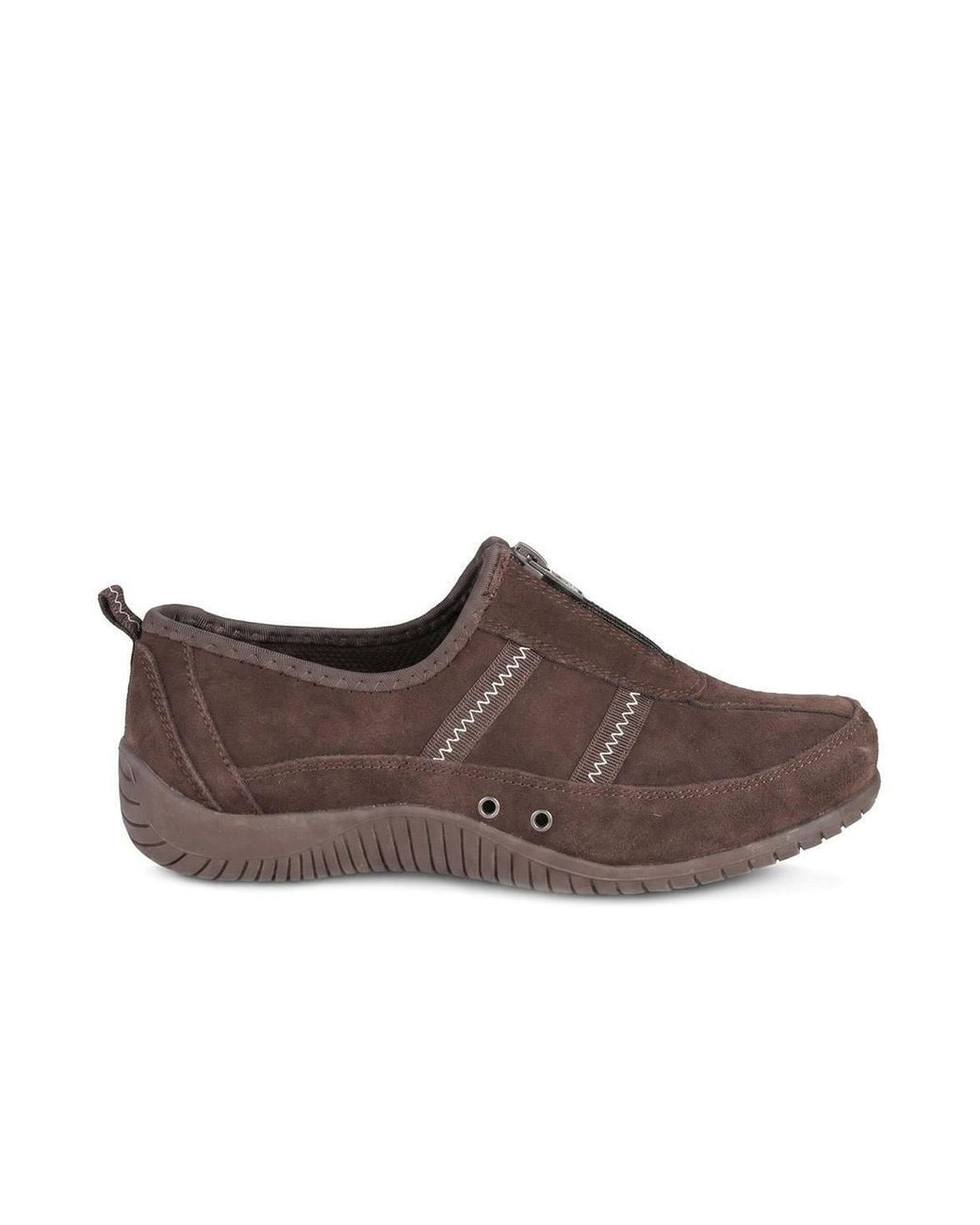 Pavers Brown Memory Foam Leather Slip On Trainers
