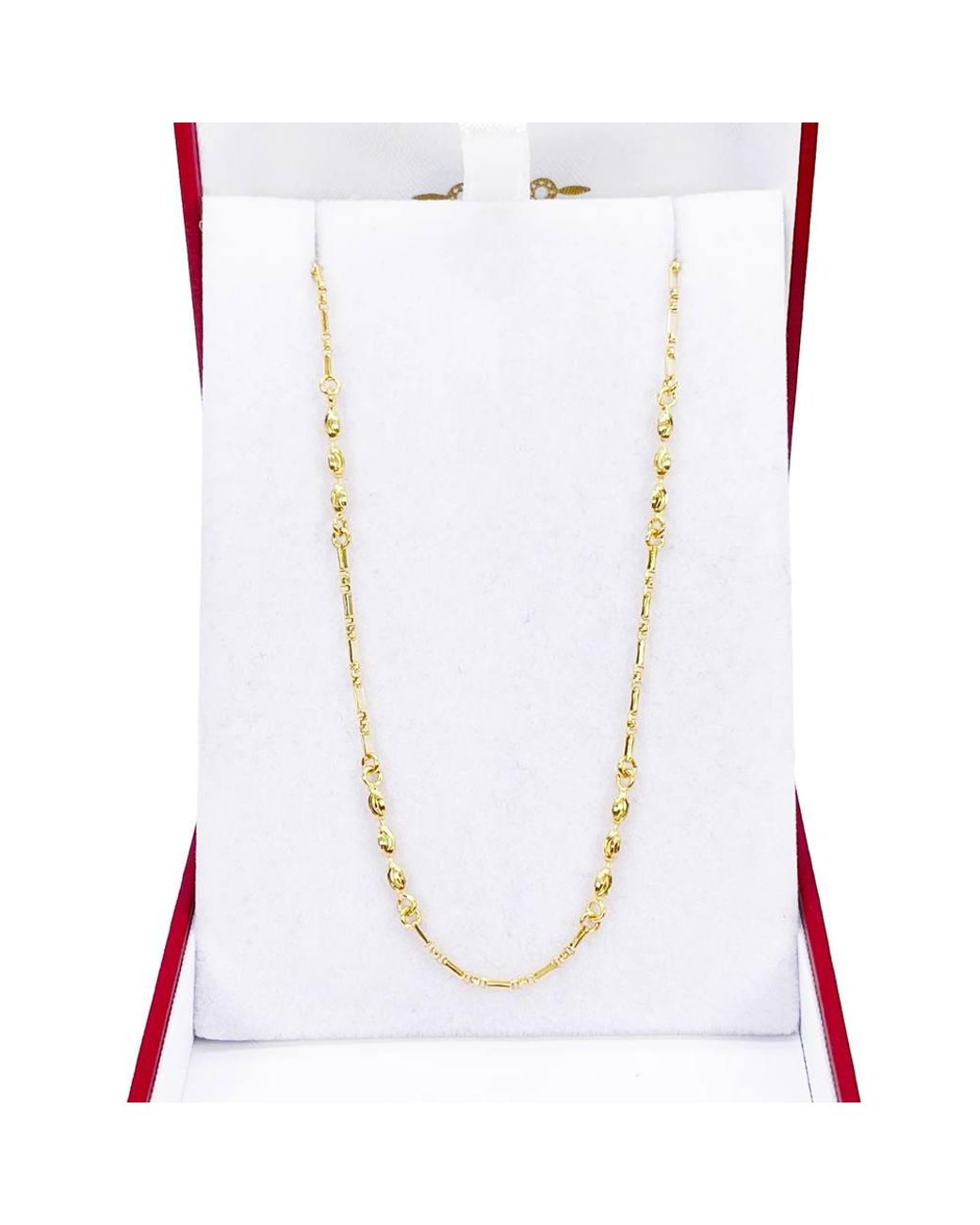 Raina Jewels Metallic 22Ct Beaded Necklace Diamond Cut\ Polished Oval Beads Chain 18"