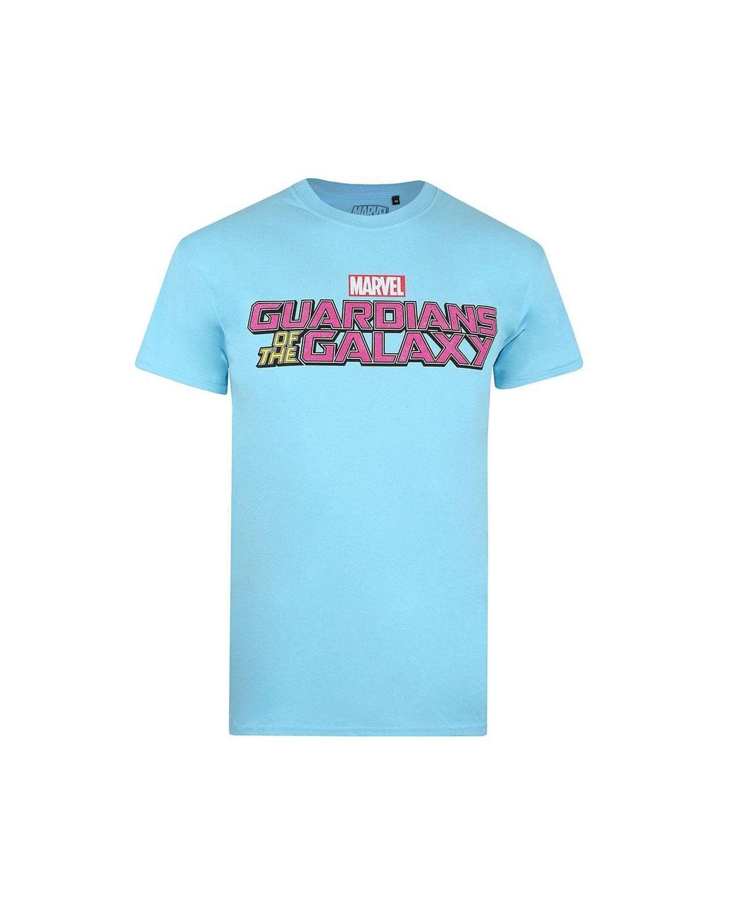Marvel Blue Gotg Text Logo Cotton T-Shirt for men