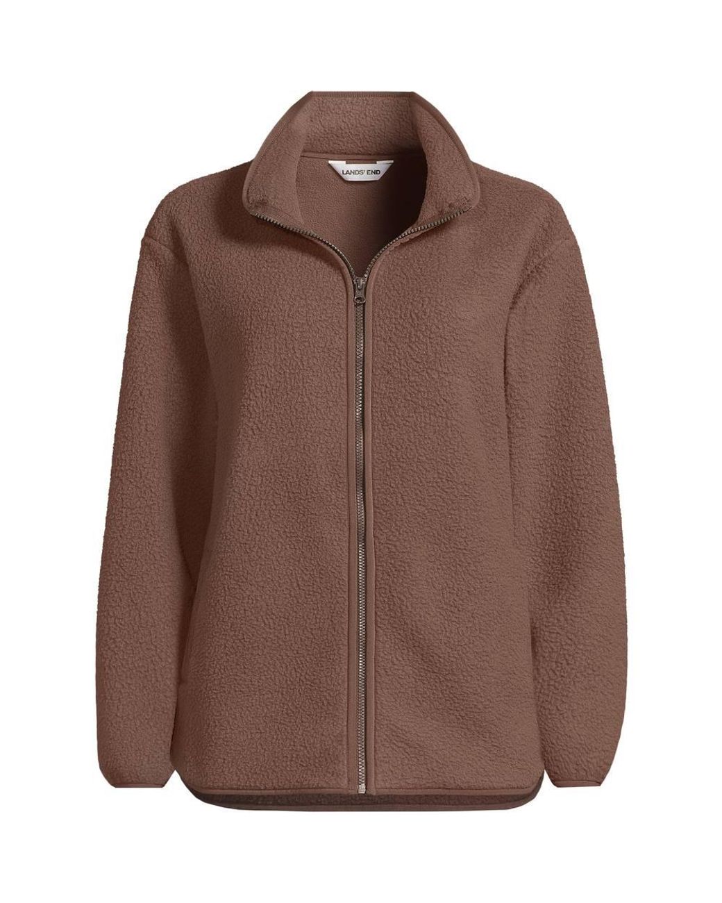 Lands' End Brown Sherpa Fleece Full Zip Jacket