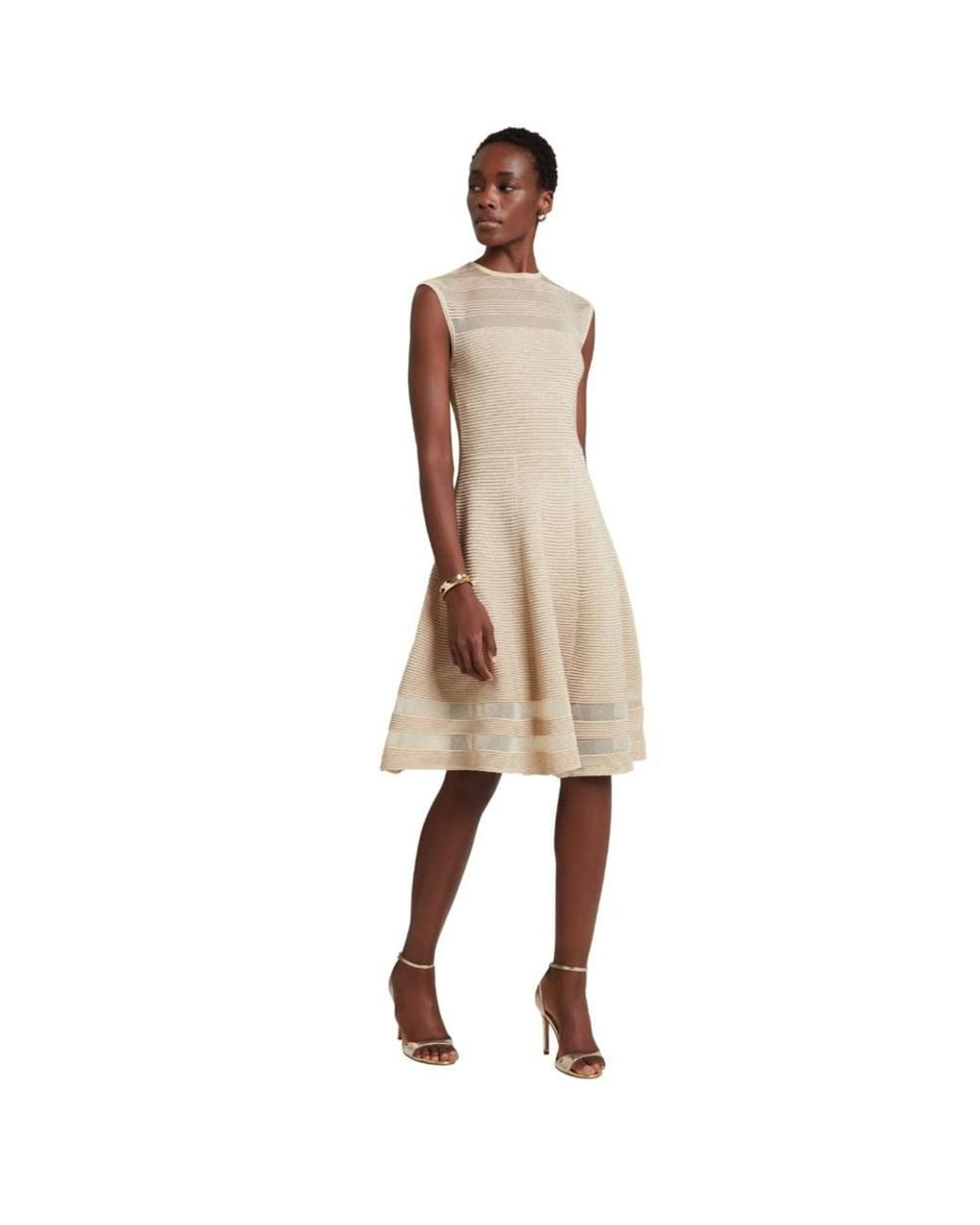 Ted Baker Natural Saalli Sleeveless Round Neck Regular Fit Midi Dress