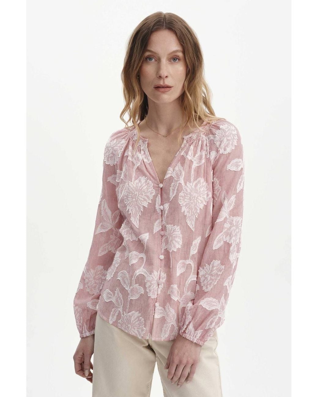 Finery London Pink Ivie Button Through Long Sleeve Blouse