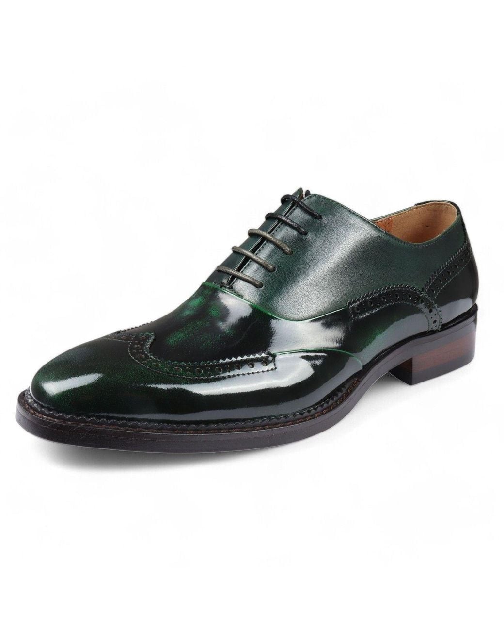 Infinity Leather Black Patent Leather Brogue Formal Shoes for men