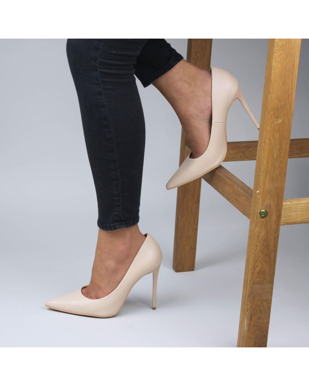 AJVANI White High Heel Stiletto Pointed Toe Party Court Shoes