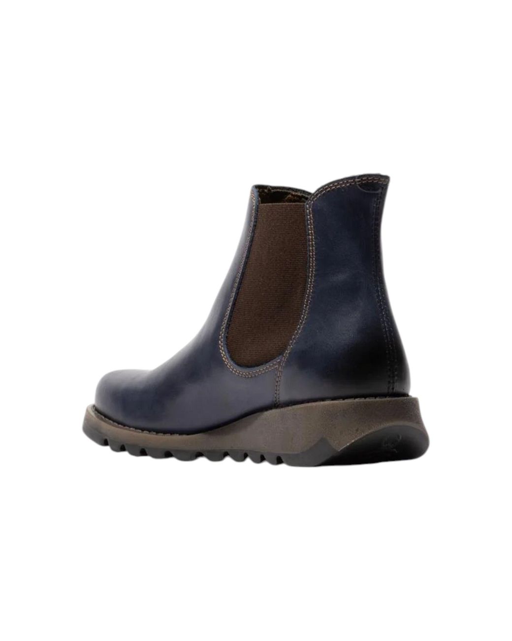Infinity Leather Blue Fly London Salv Chelsea Leather Ankle Casual Wedge Heel Boots