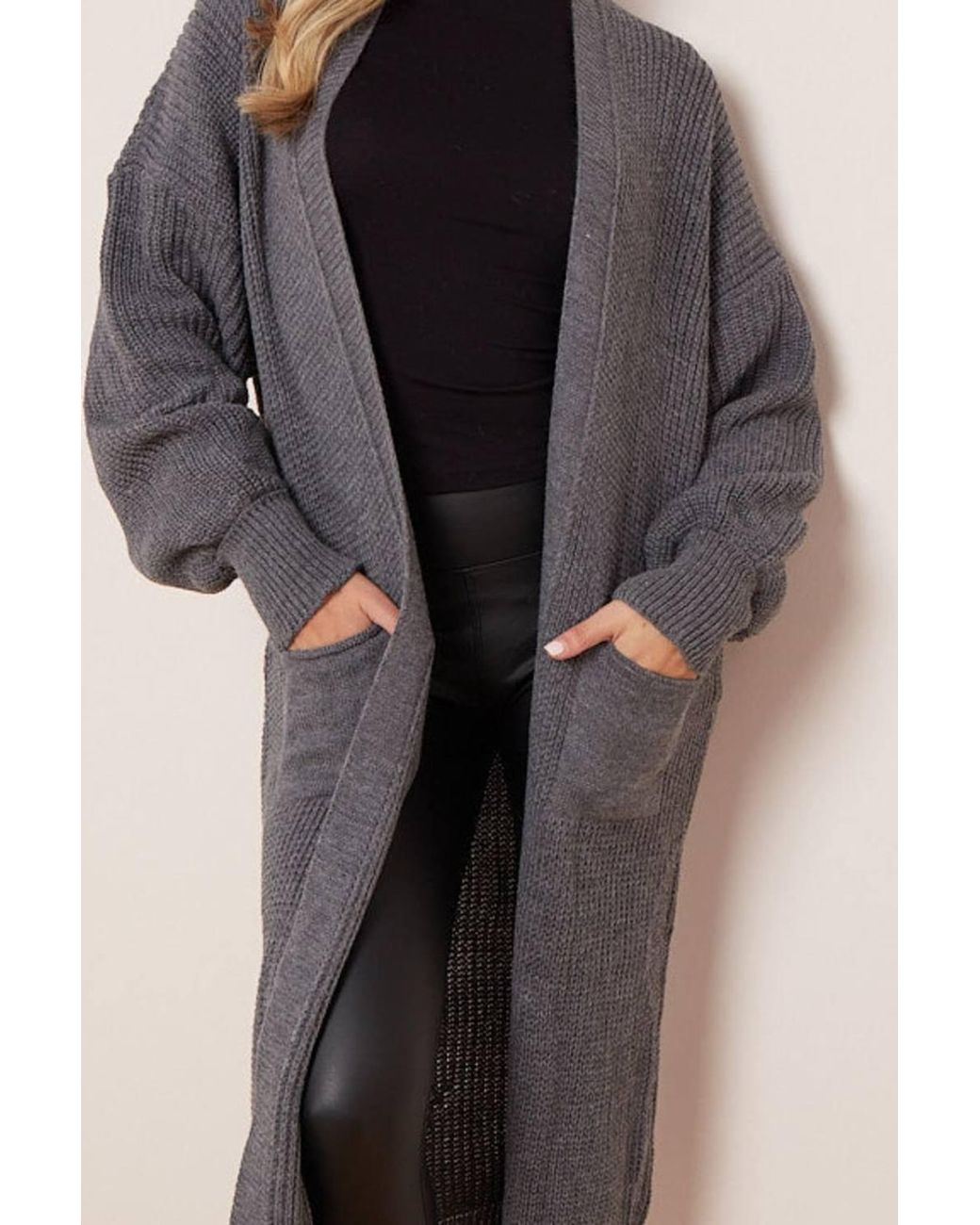 Stylewise Gray Balloon Sleeve Longline