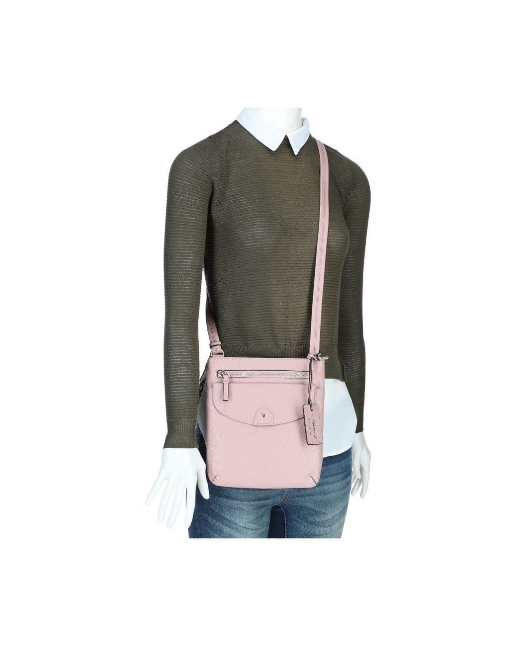 Ashwood Leather Pink 'Five Cb' Real Leather Cross Body Bag