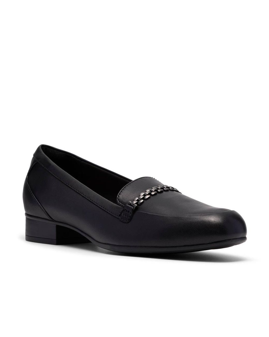 Clarks Black Juliet Mia Leather Loafers, Slip Ons