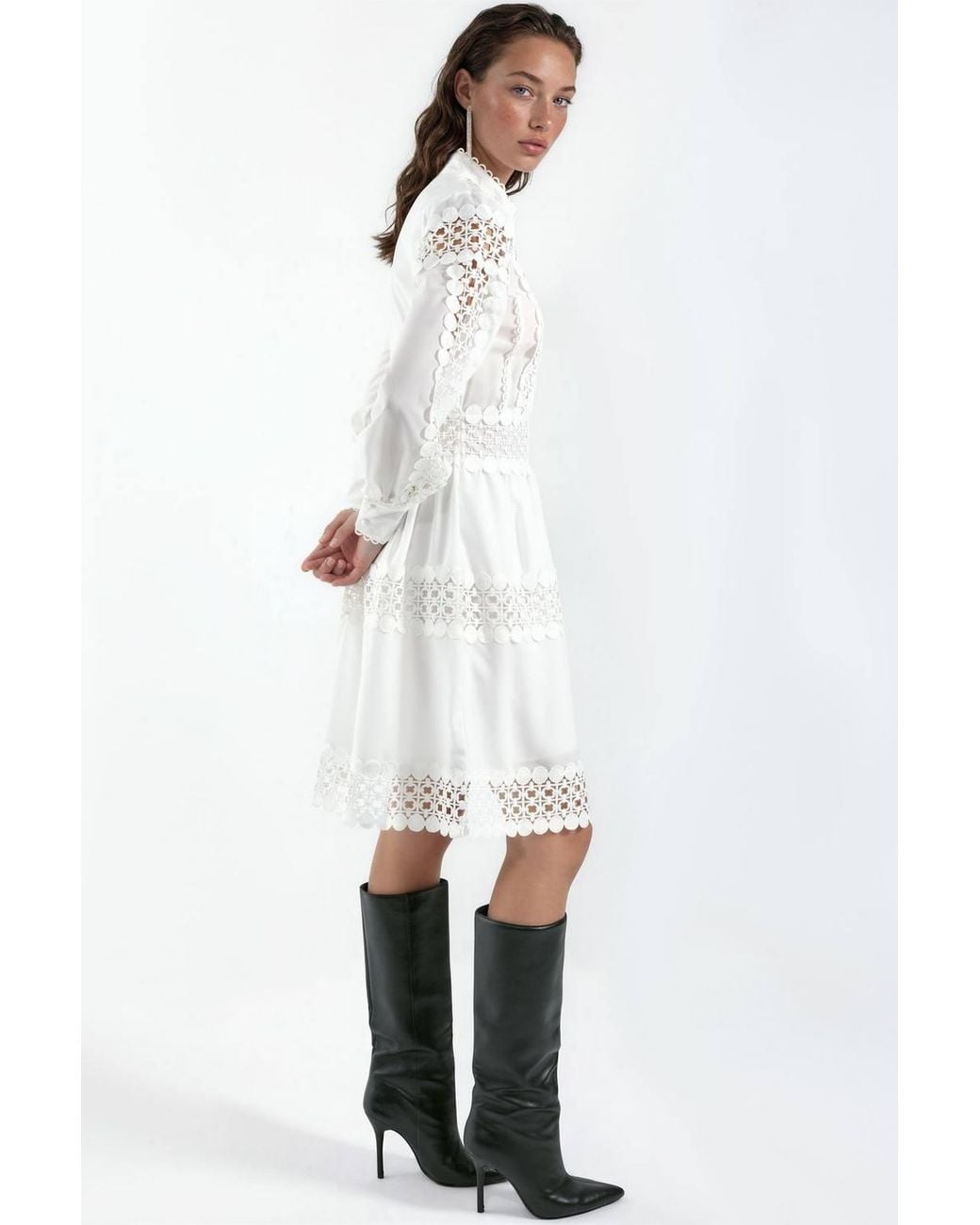 Msn-Collection Blue Lace A-Line Mini Dress