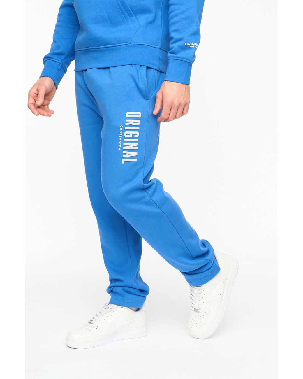 Crosshatch Blue Kensby Straight Leg Joggers With Puff Print Branding for men