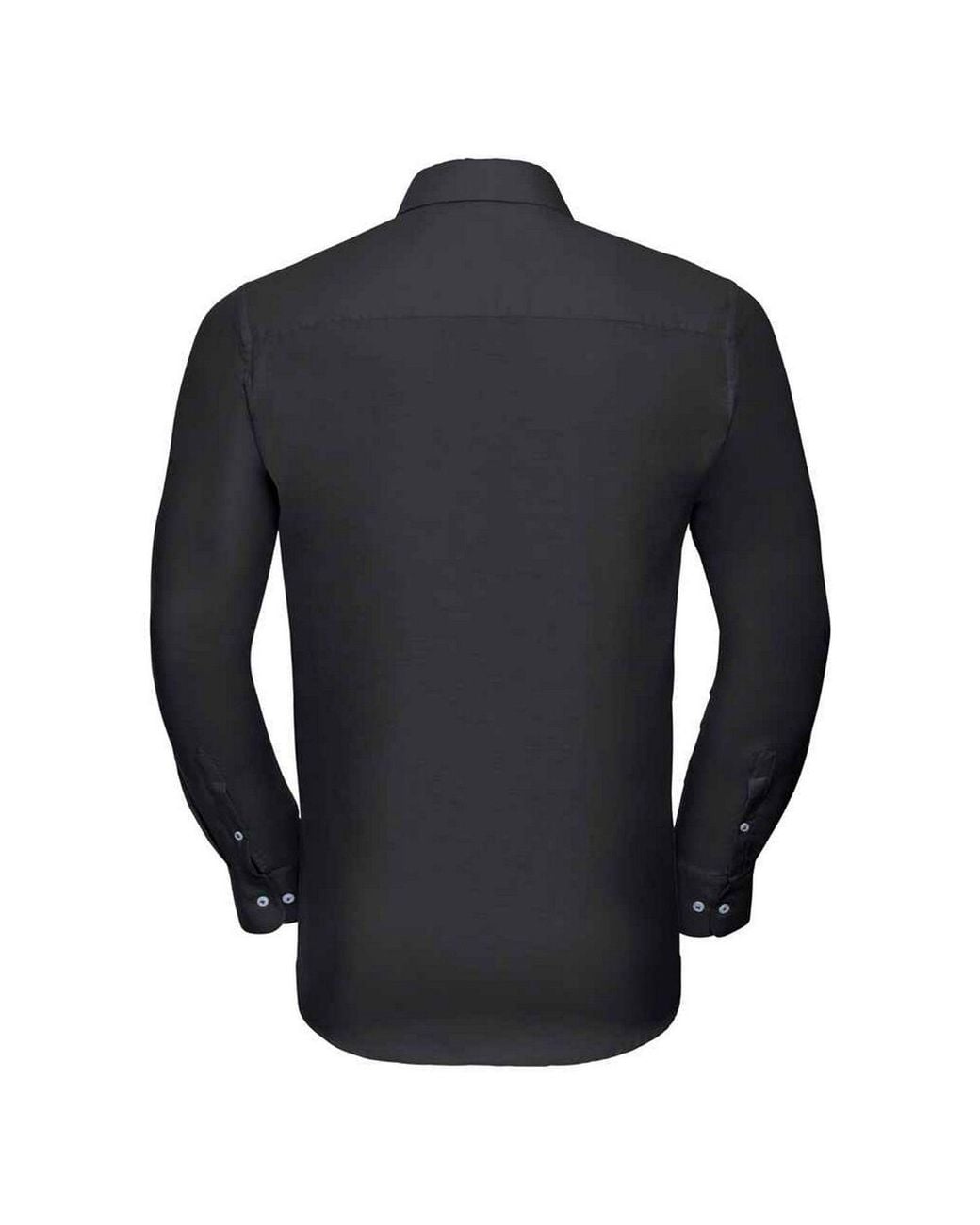 Russell Collection Black Oxford Tailored Long-Sleeved Formal Shirt for men