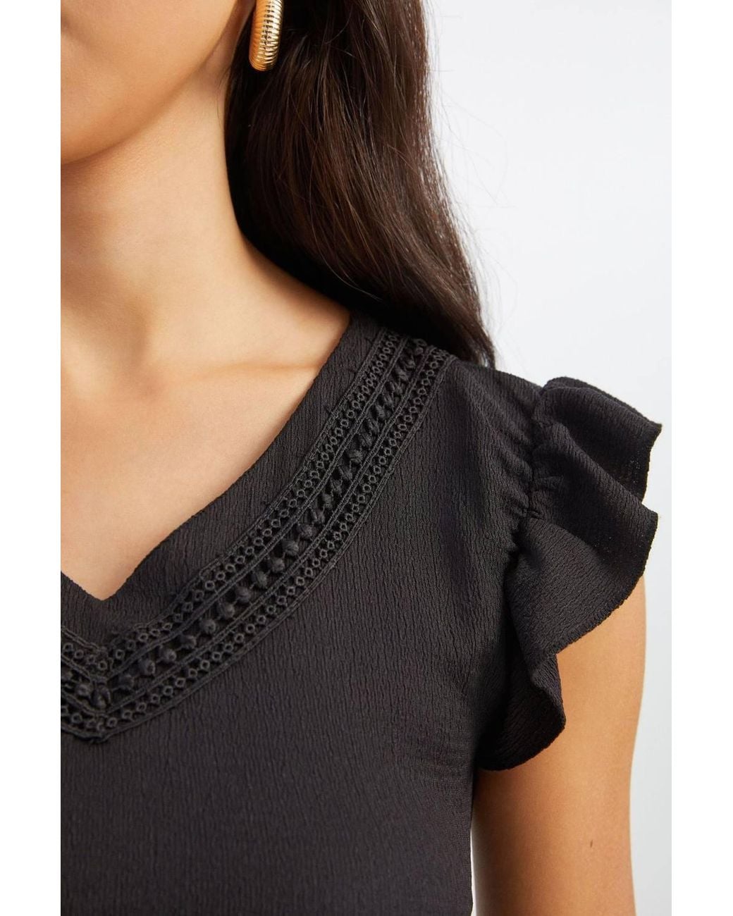 Hiccup Black V Neck Short Sleeve Blouse