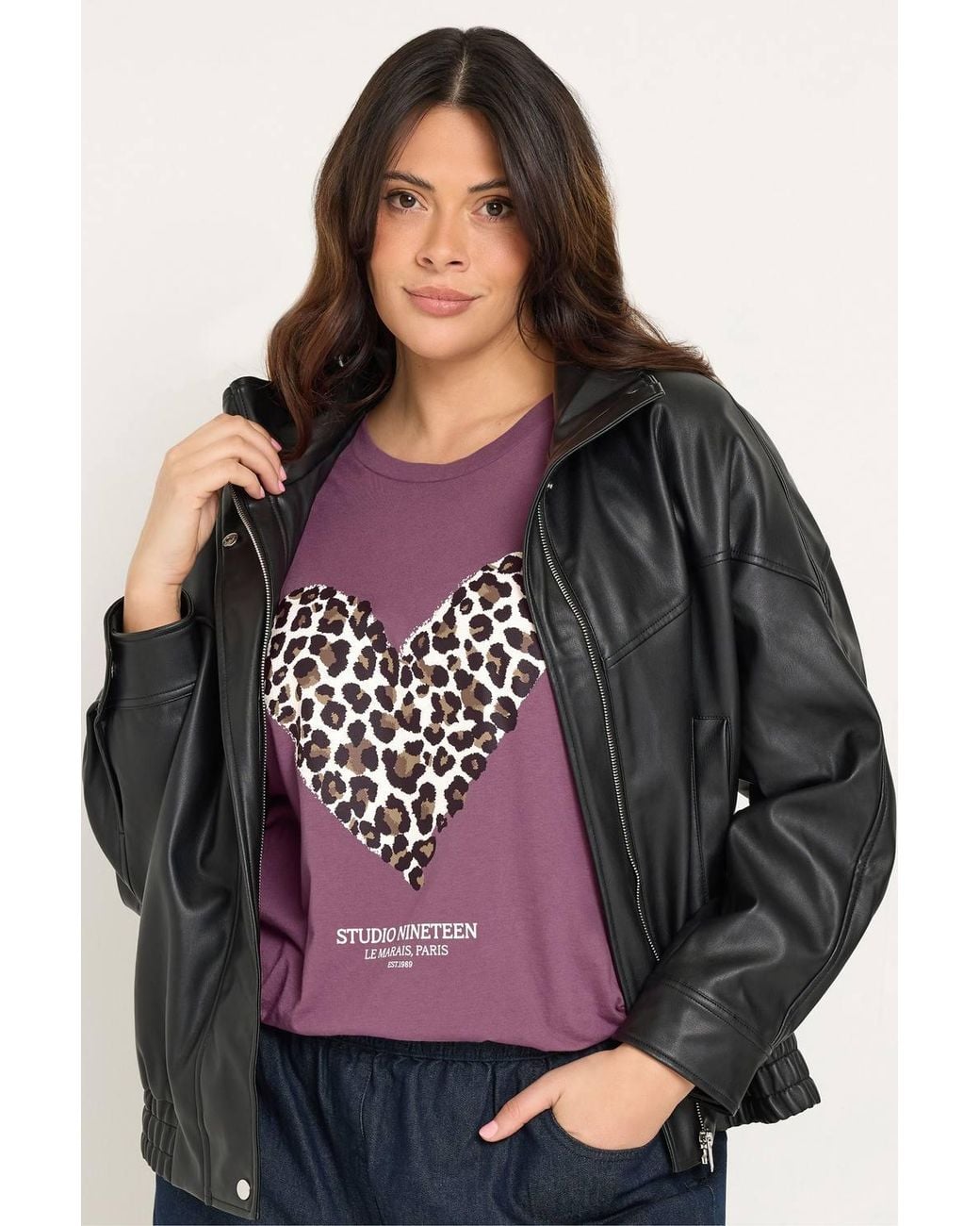 Yours Purple Leopard Print Heart T-Shirt