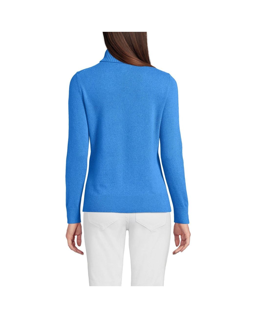 Lands' End Blue Cashmere Roll Neck Jumper