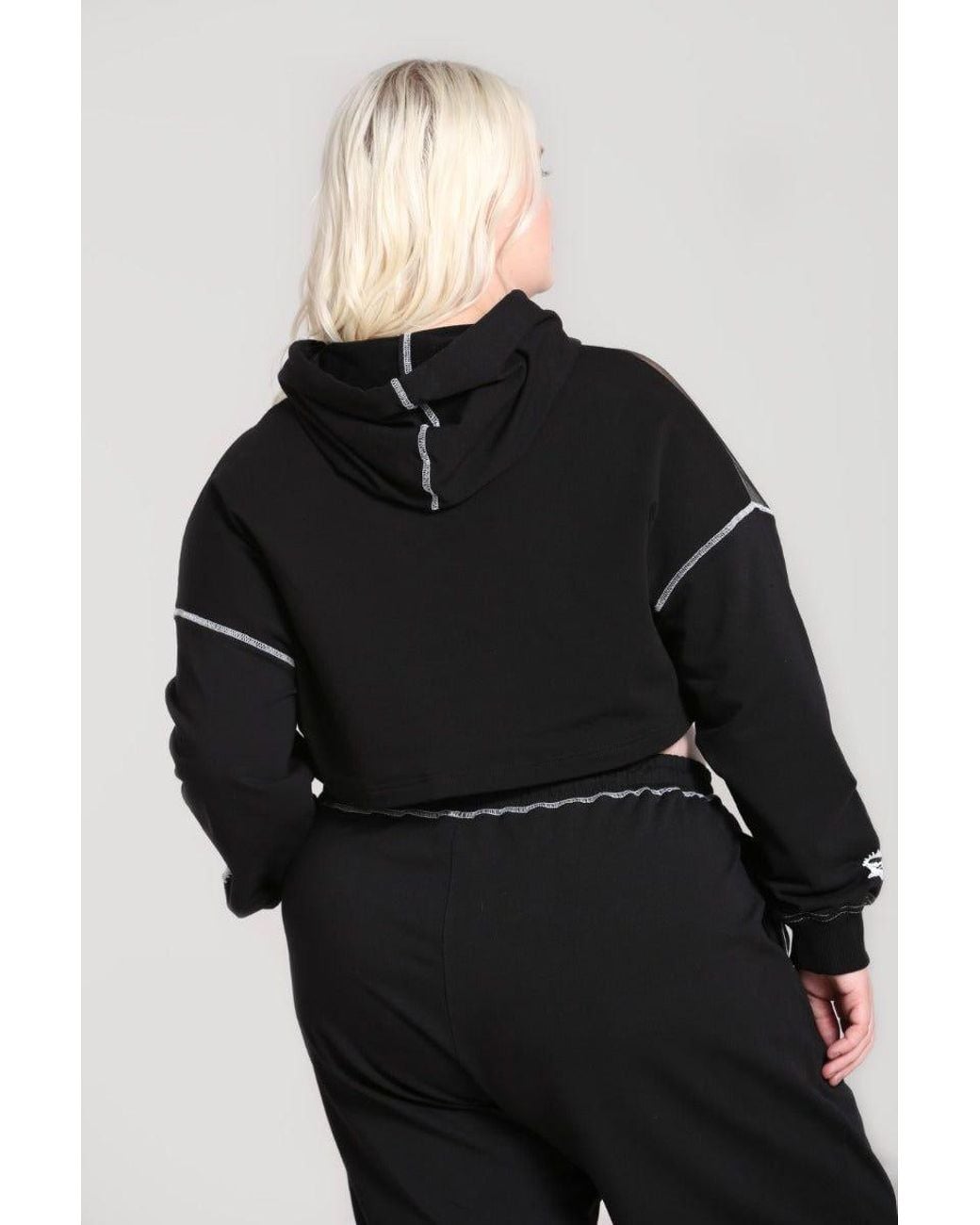 Hell Bunny Black Solaris Printed Cropped Hoodie