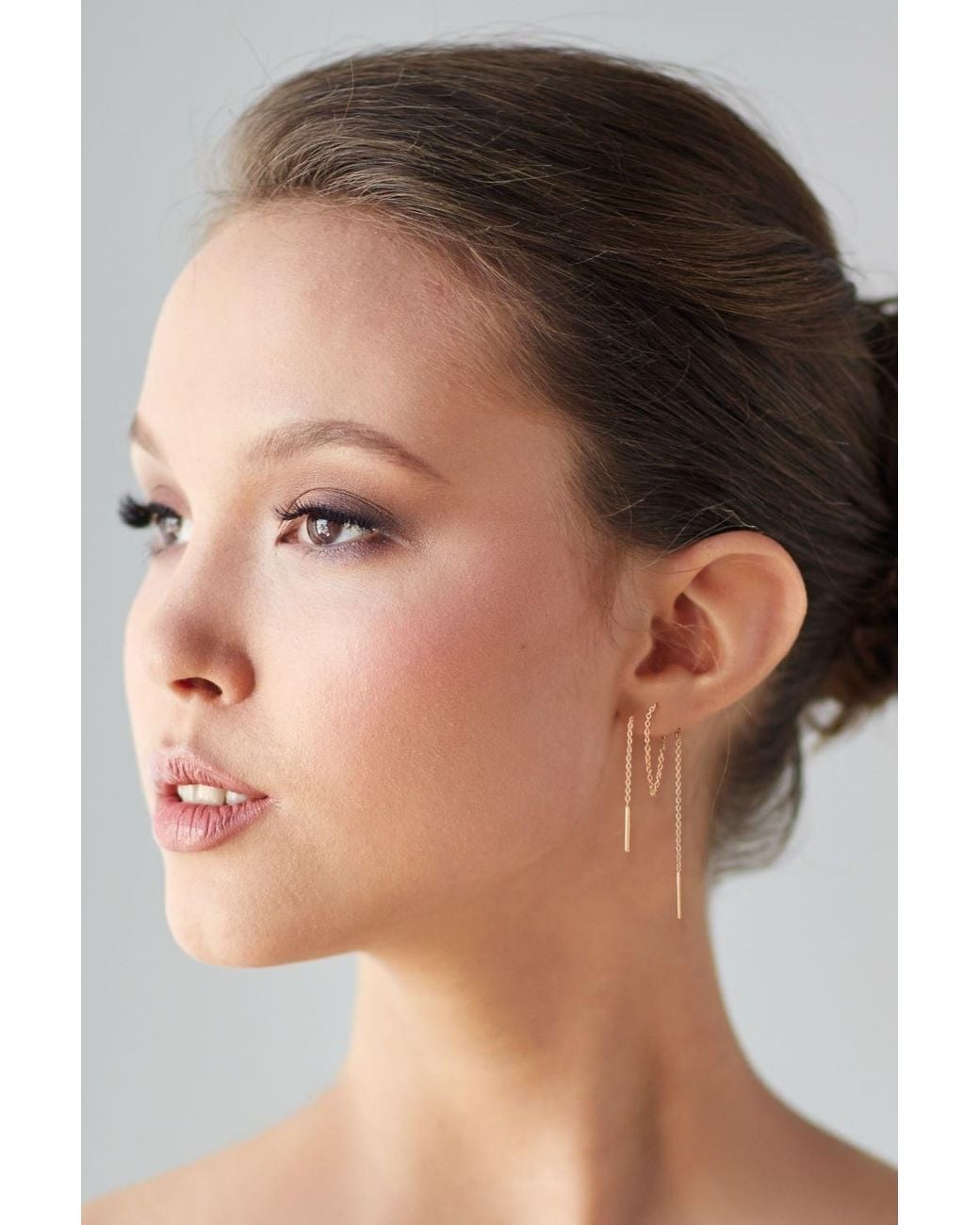 Otis Jaxon London Brown Sterling Long Drop Chain Threader Earrings