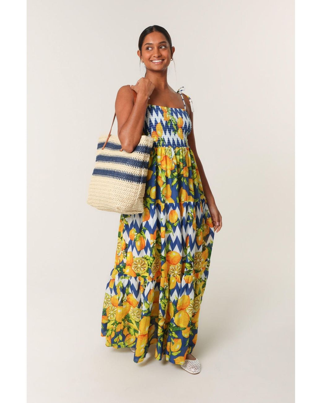 Blue Vanilla Multicolor Multi Sleeveless Square Maxi Dress