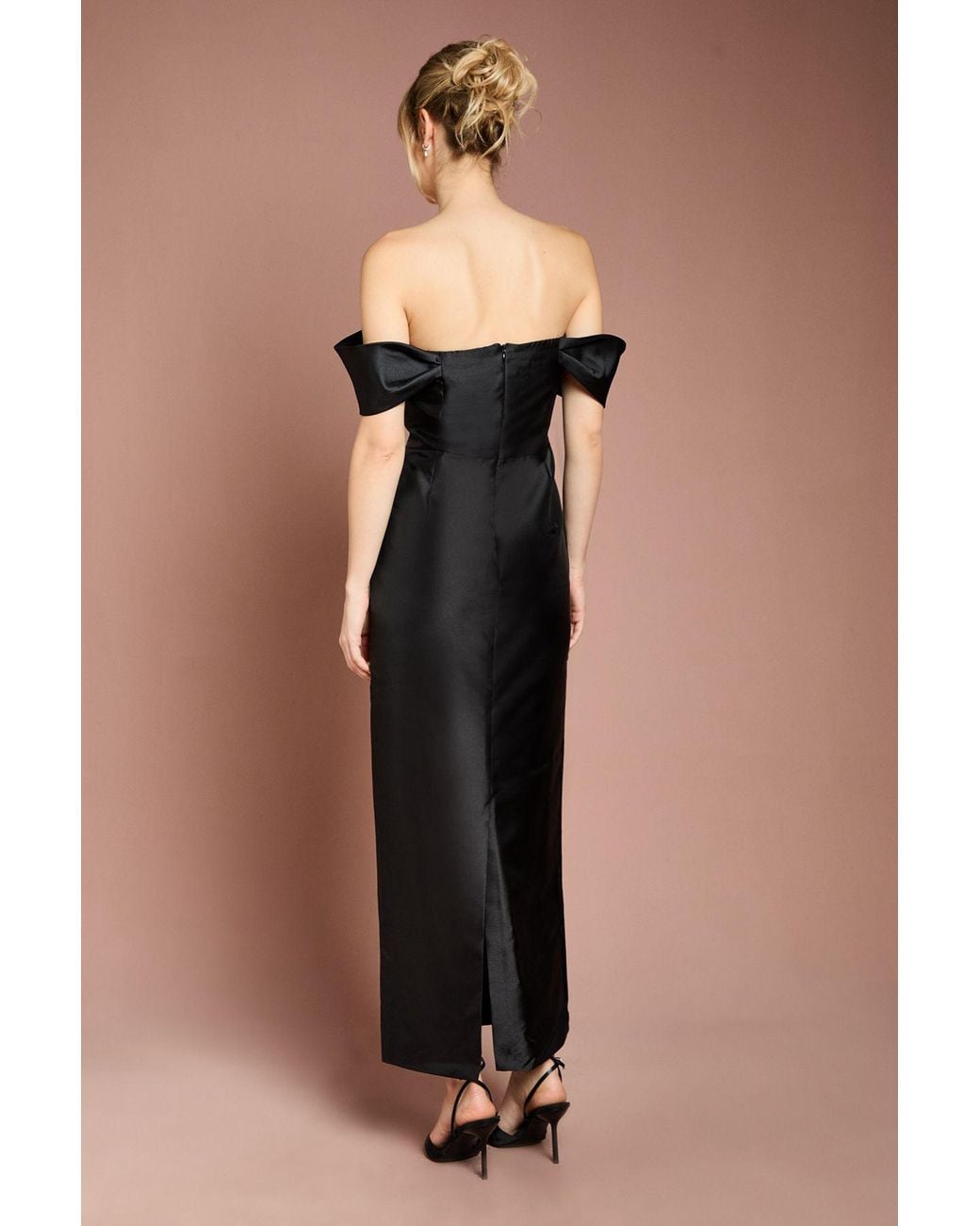 Coast Black Honoured Twill Bardot Column Midi Bridesmaid Dress