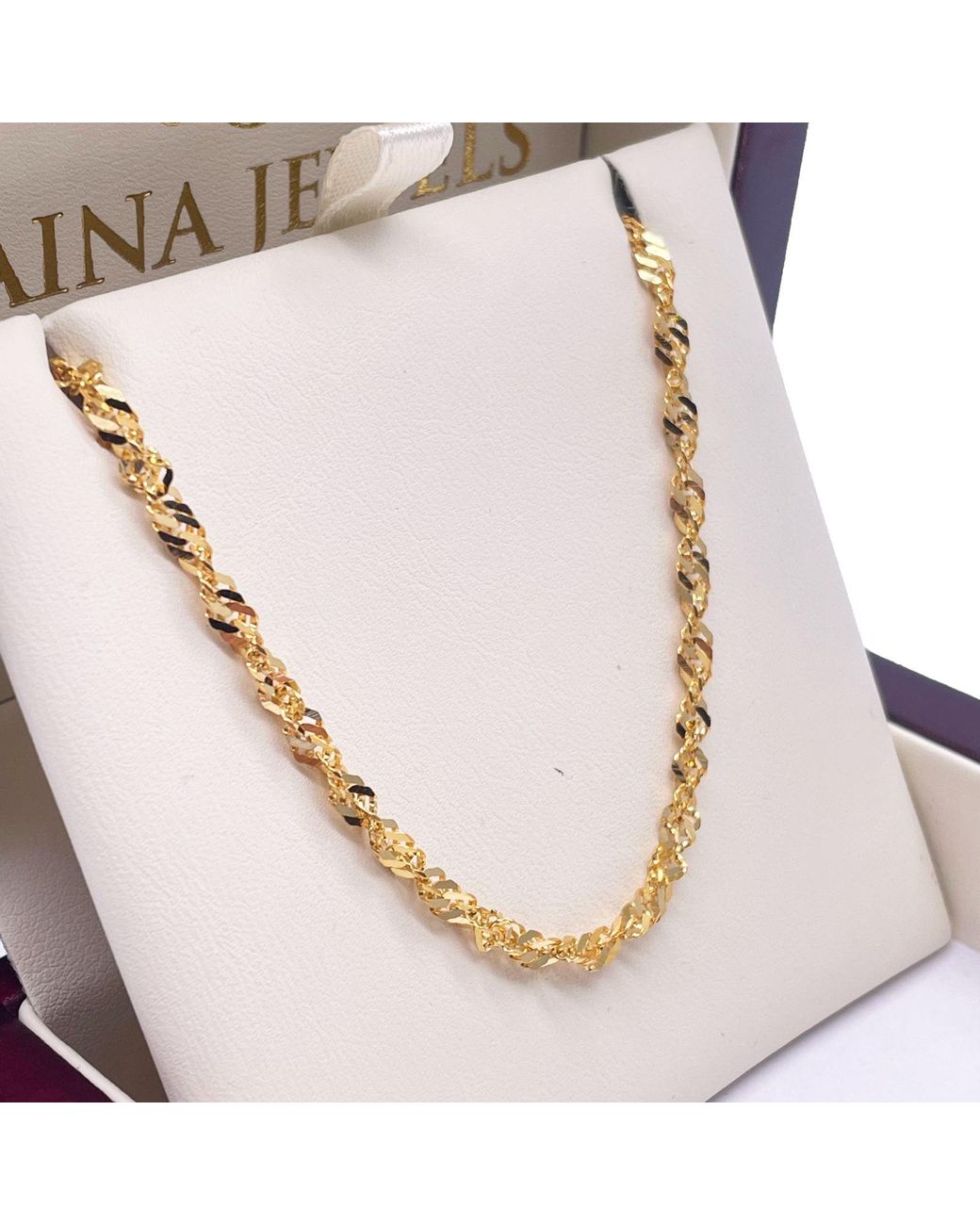 Raina Jewels Metallic 22Ct Fancy Twisted Ripple Chain Necklace 22 Inches 3Mm Width