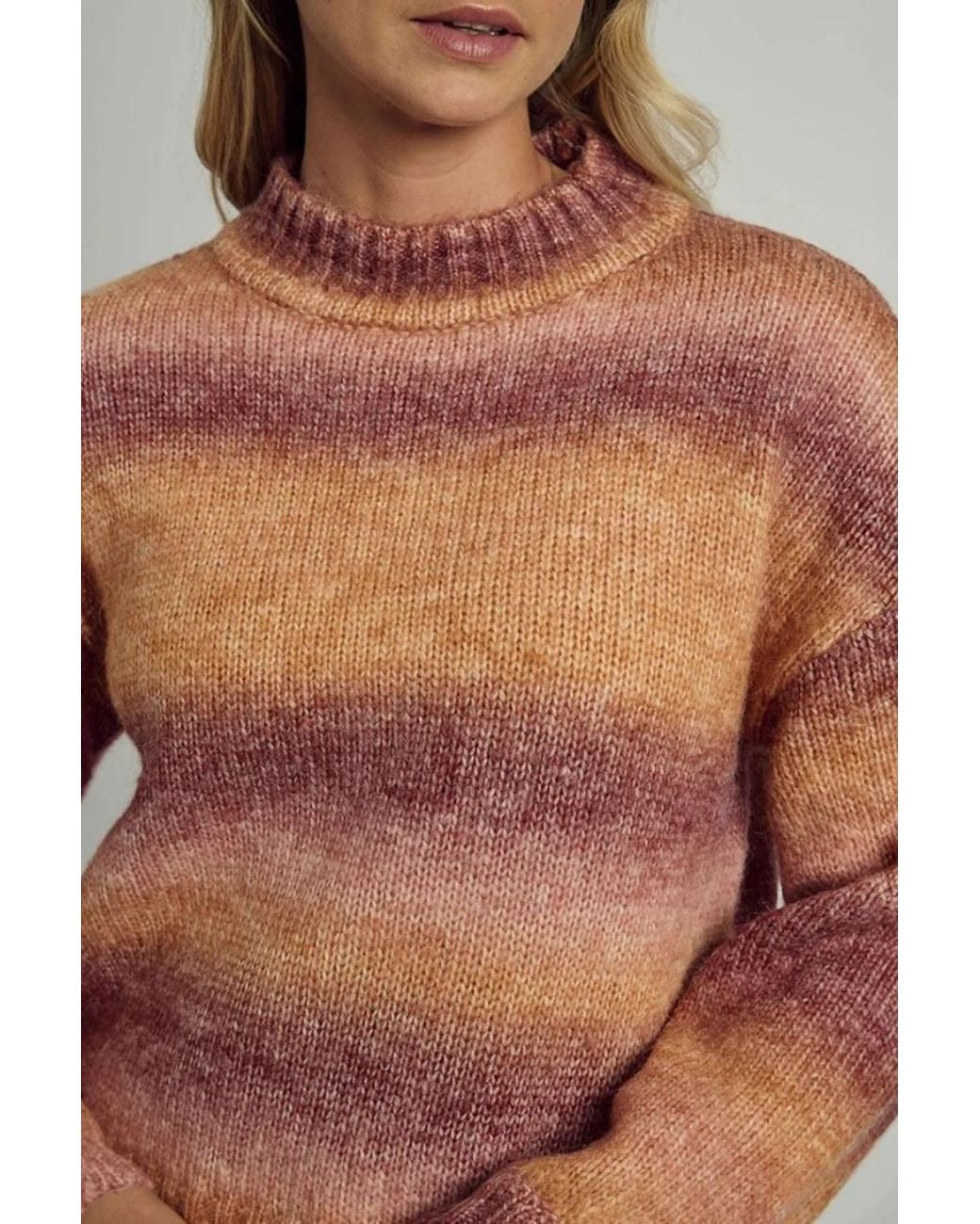 Native Youth Orange Striped Ombre Long Sleeve Knitted High Neck Jumper