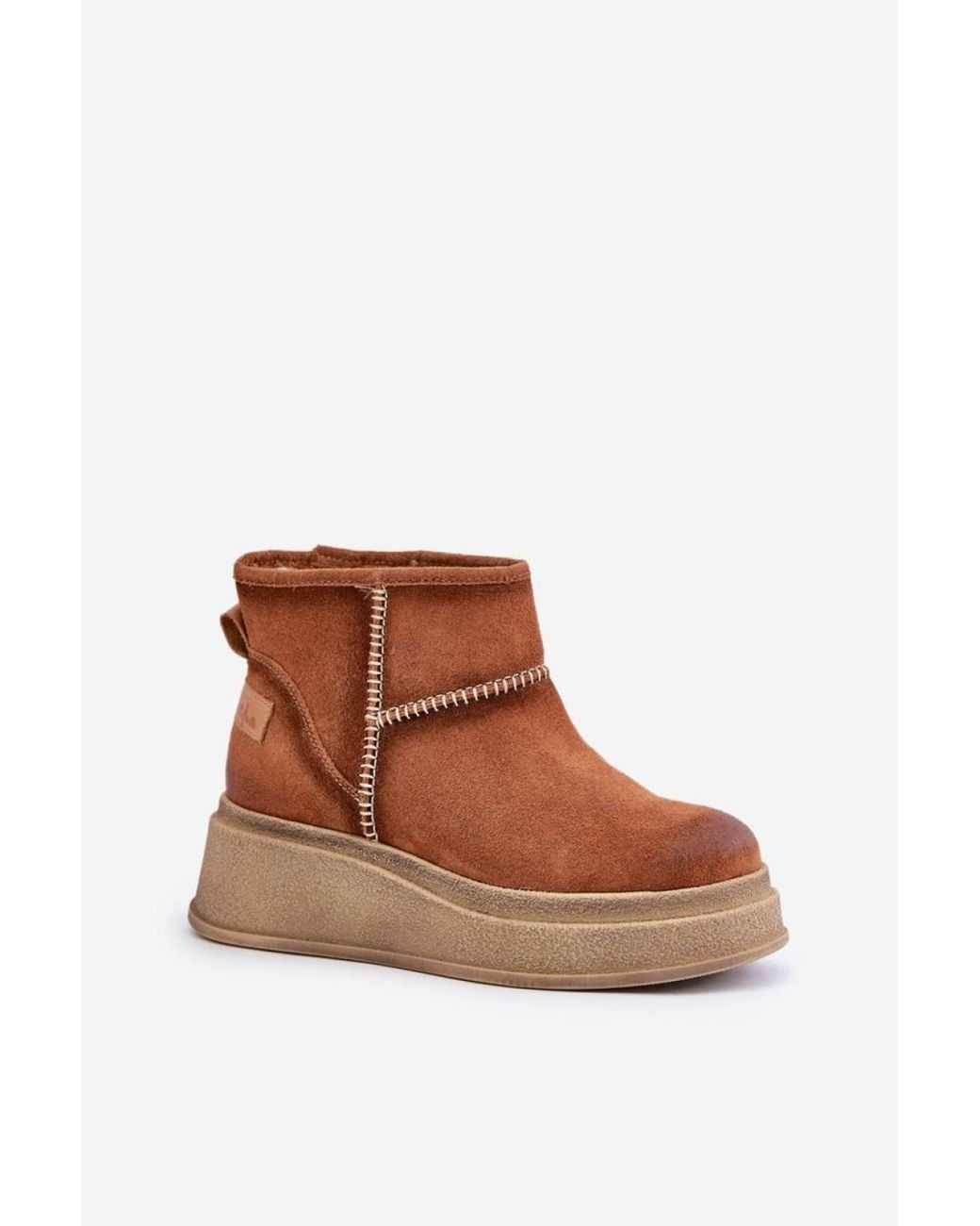Love Lace Brown Platform Wedge Suede Snow Boots