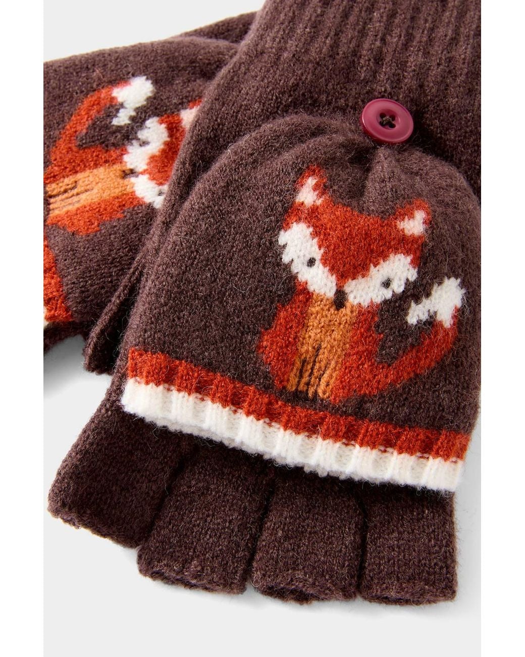 Joe Browns Red Cosy As A Fox Knitted Gloves
