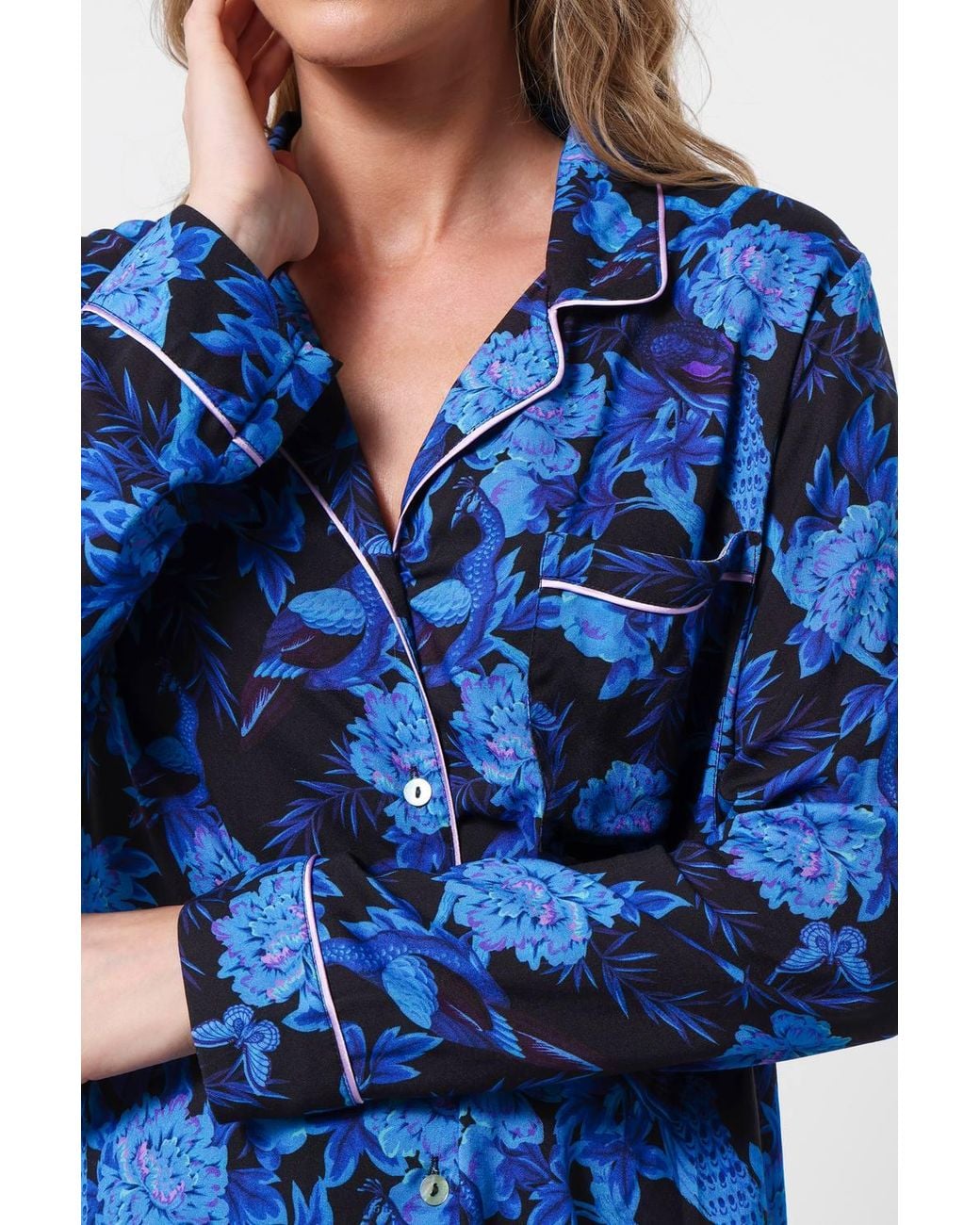 Joe Browns Blue Boutique Floral Button Through Pyjama Top