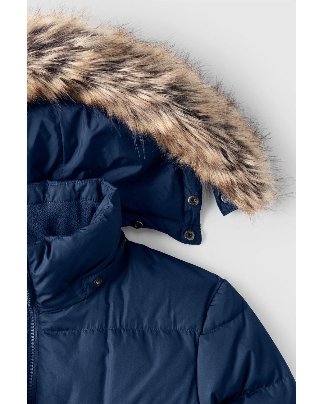 Lands' End Blue Hooded Maxi Down Coat