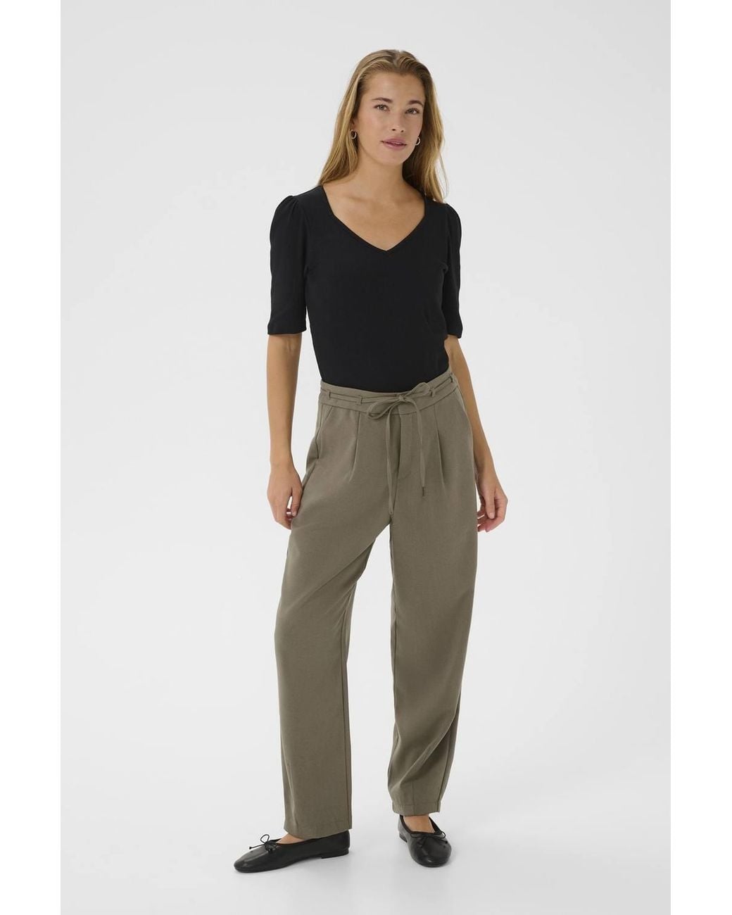 Kaffe Green Kamerle Belt Trousers