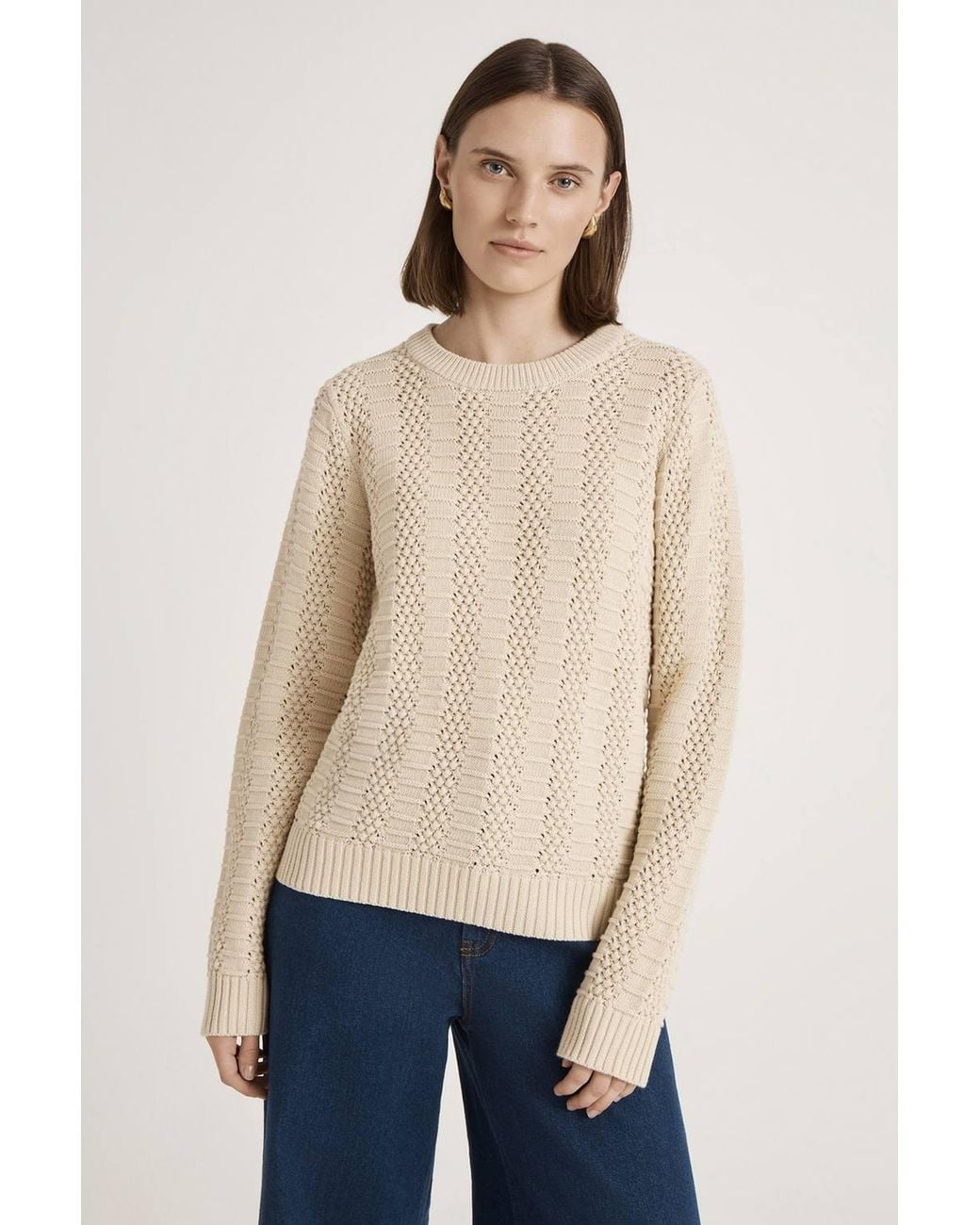 Finery London Natural Nova Round Neck Knitted Jumper
