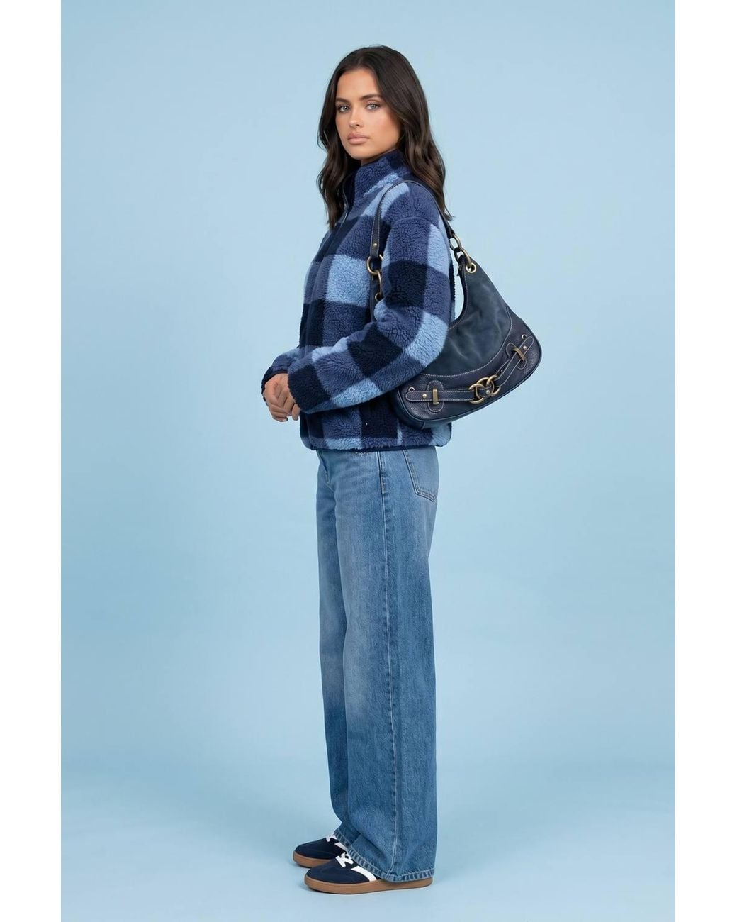 Urban Bliss Blue Check Fleece Jacket